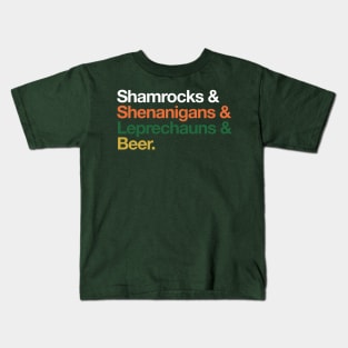 Shamrocks Shenanigans Leprechaun Beer Shirt St Patricks Day Kids T-Shirt